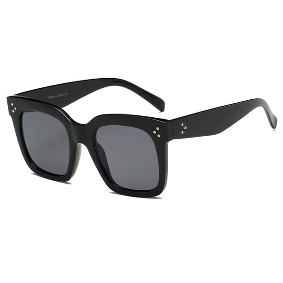 Classic Black Square Sunglasses - Thick Frame UV400 Protection Sun Glasses for Men & Women Daily Wear