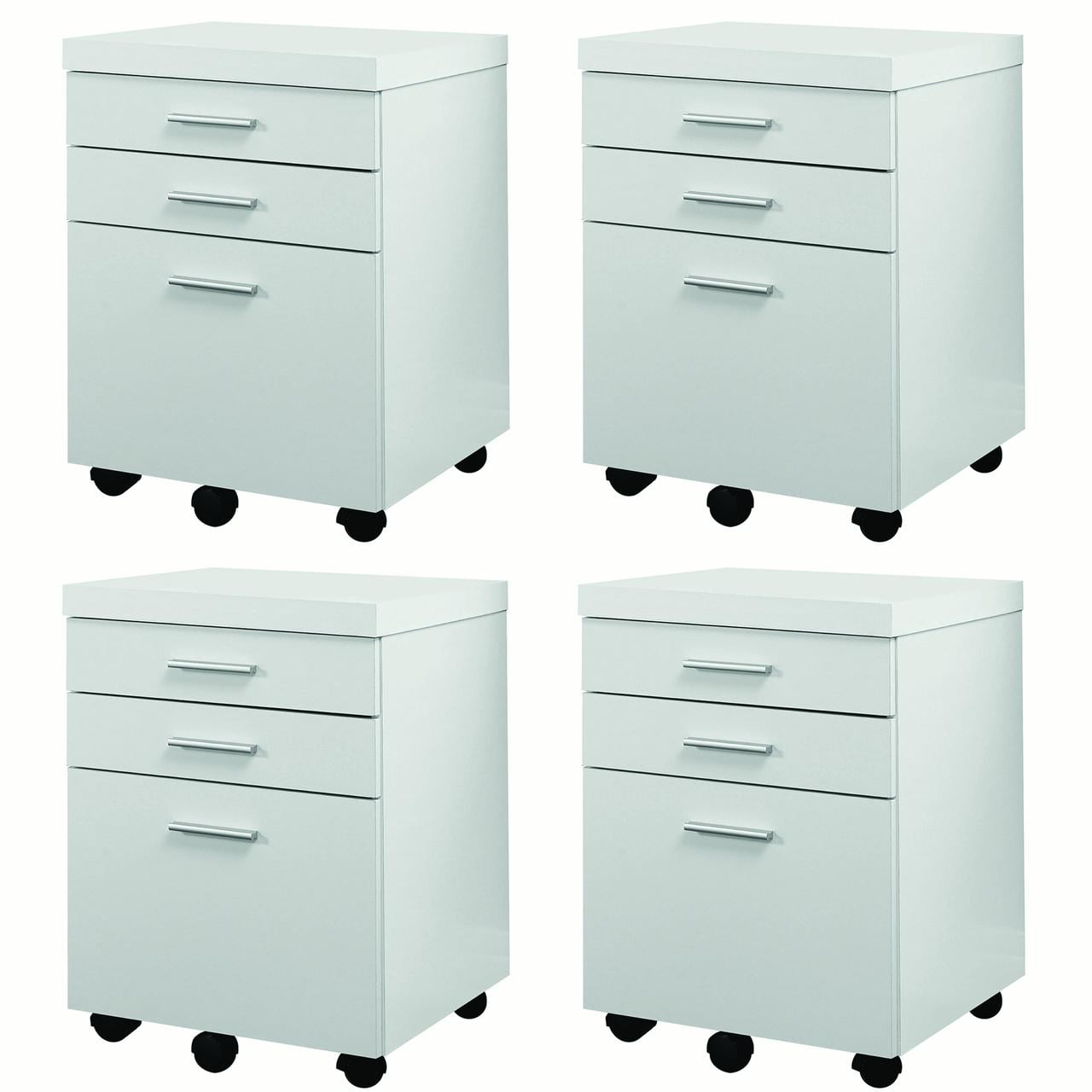Monarch 3 Drawer Rolling Portable Filing Cabinet White 4 Pack Walmart Com Walmart Com