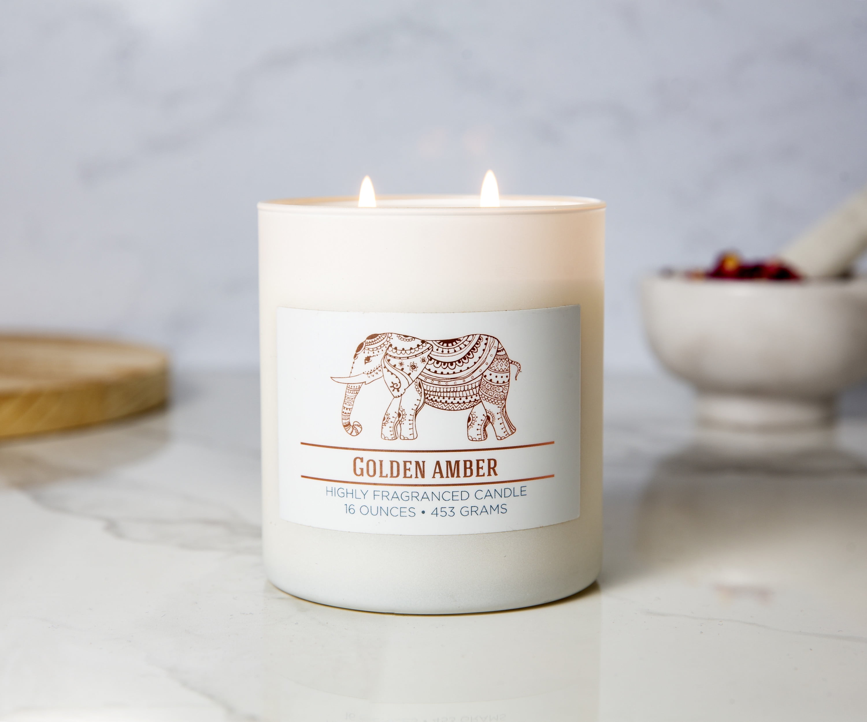 Colonial Candle Golden Amber 16 oz Aromatherappy Candle, White