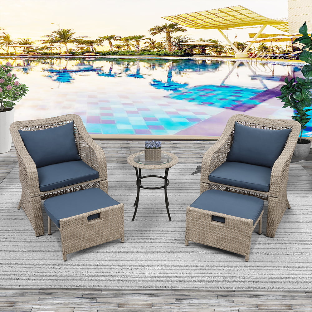 5 piece patio furniture set outdoor bistro set chairs and table patio set rattan wicker patio conversation set all weather heavy duty patio