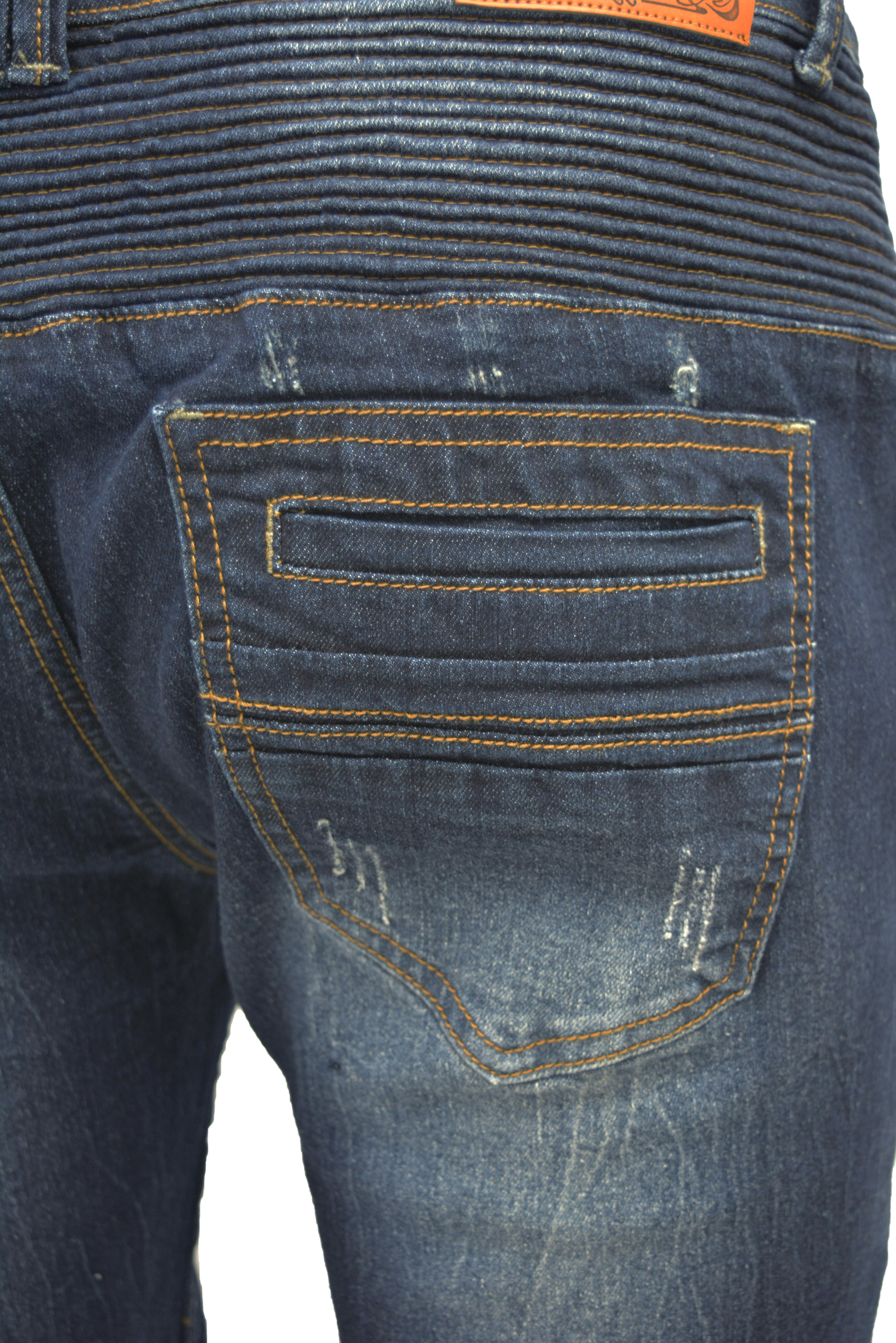RAW X Men's Slim Fit Skinny Biker Jean, Comfy Flex Stretch Moto Wash Rip Distressed Denim Jeans Pants - image 5 of 5