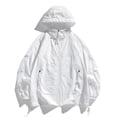 thumbnail image 2 of Men's UPF 50+ Sun Protection Hoodie Jacket Zip Up Lightweight Waterproof Long Sleeve UV Fishing Shirts Quick Dry Zip Pockets White, 2 of 8