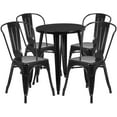 thumbnail image 2 of Emma + Oliver Commercial 24" Round Black Metal Indoor-Outdoor Table Set with 4 Cafe Chairs, 2 of 5