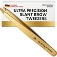 thumbnail image 2 of Tweezers for Women Facial Hair: Ultra Precision Tweezers for Women & Men, Sharp Slant Tweezer for Eyebrows, Ingrown Hair Removal. Professional Plucker + Case, German Stainless Steel Gold, 2 of 5