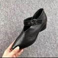thumbnail image 2 of Lovskoo 2024 Women's Leather Shoes French Slipsole Pointed Shallow Mouth Retro Style Casual Dressy Shoes Black, 2 of 5