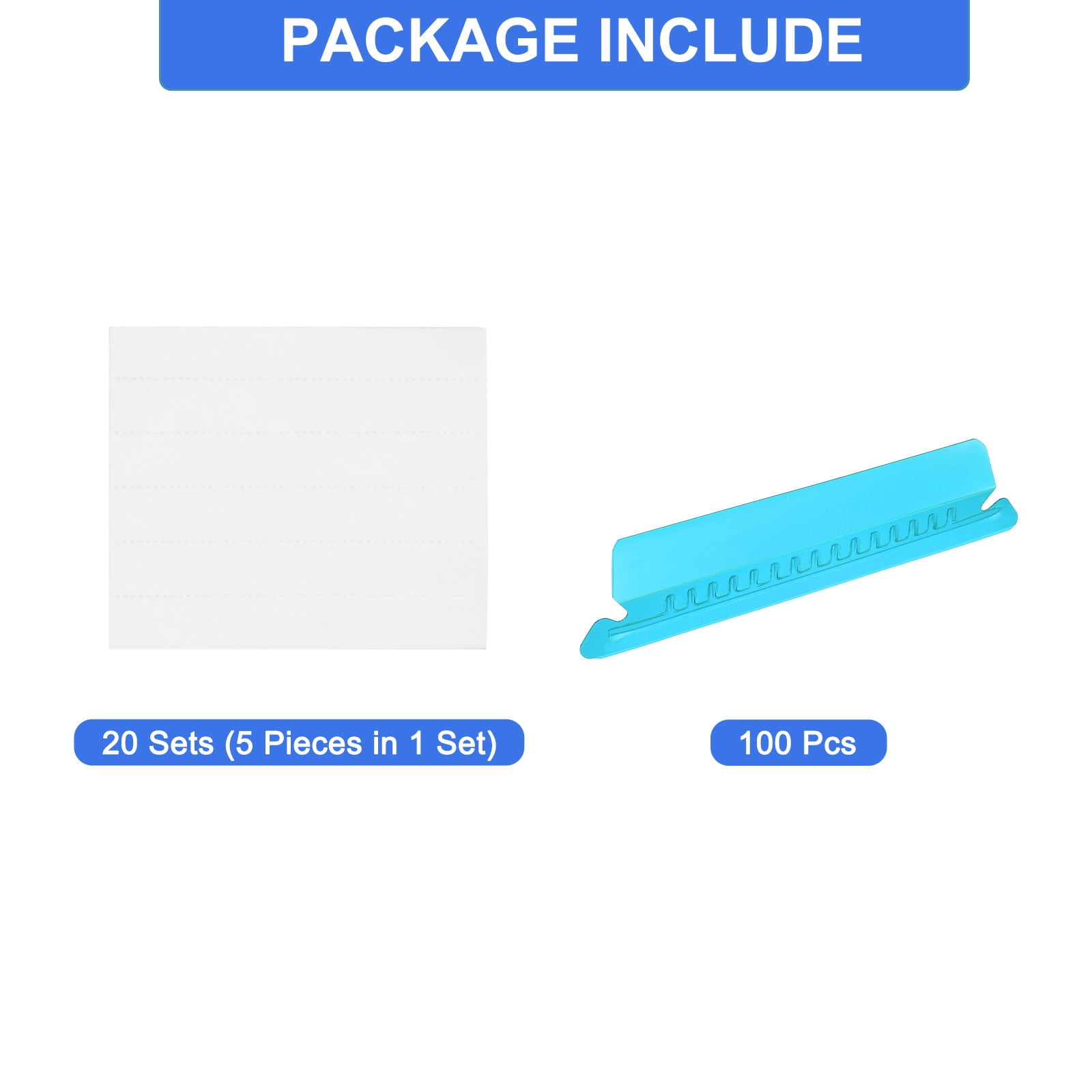 Uxcell Hanging File Folder Tabs, 4 Inch File Folder Tabs and Inserts Plastic Clear File Folder Labels Filing Tabs for Hanging File Folders, Blue, 100 Pcs