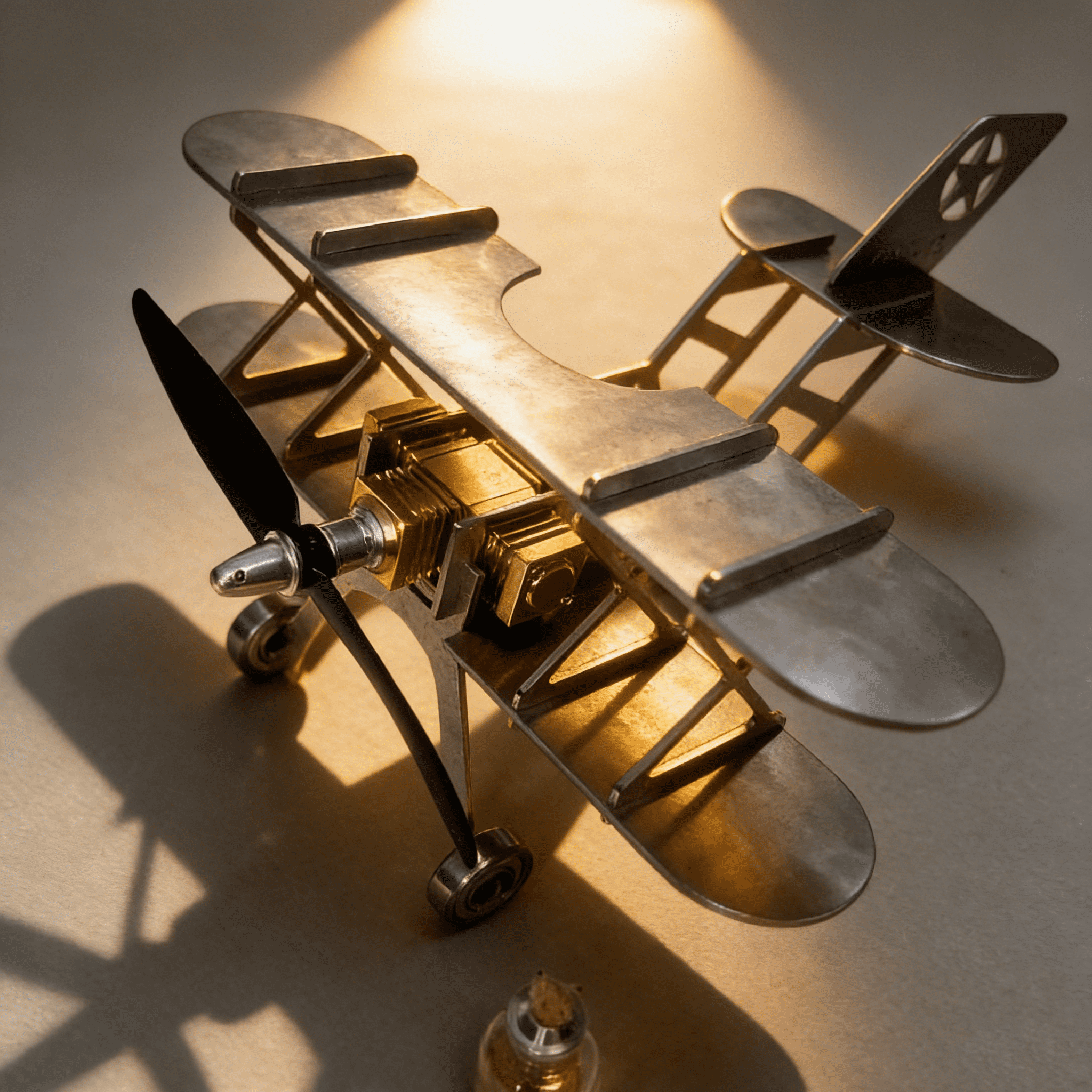 Stirling Engine Aircraft Model Kit – Upgraded Mini Stirling Engine with Metal Airplane Frame, Heat Powered Desktop Engine Model, Educational Physics Experiment Kit for Adults & Collectors