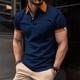 thumbnail image 3 of Camisa de manga corta con solapa y botones para hombre - Camisa deportiva de color liso S-XXXL, 3 of 8