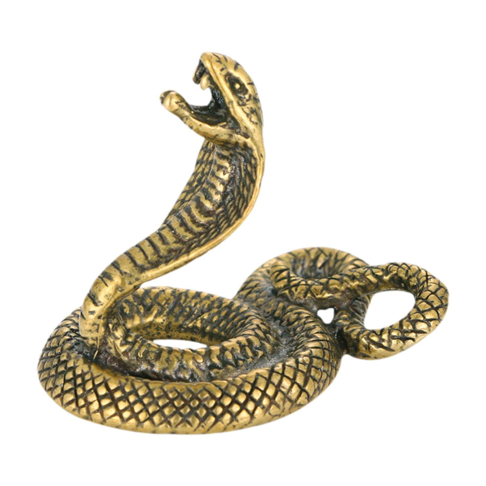 Estatuilla De Serpiente De Latón Y Cobre – Pequeña Escultura De Animal Para Decoración De Mesa O Librero
