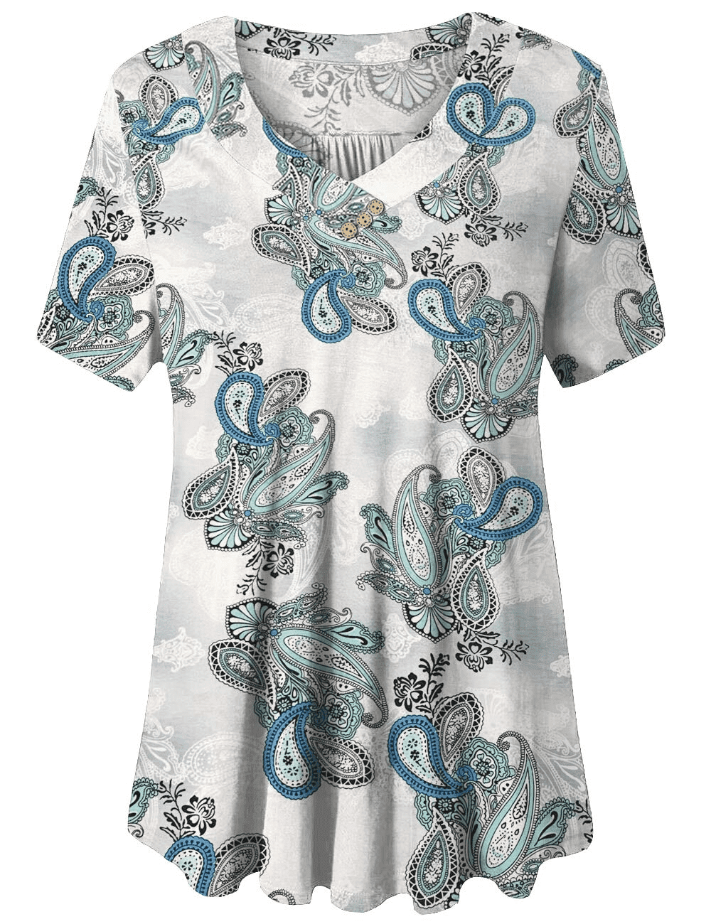 a.Jesdani Women's Plus Size Short Sleeve Top Flowy Henley Shirt for Female m-4x
