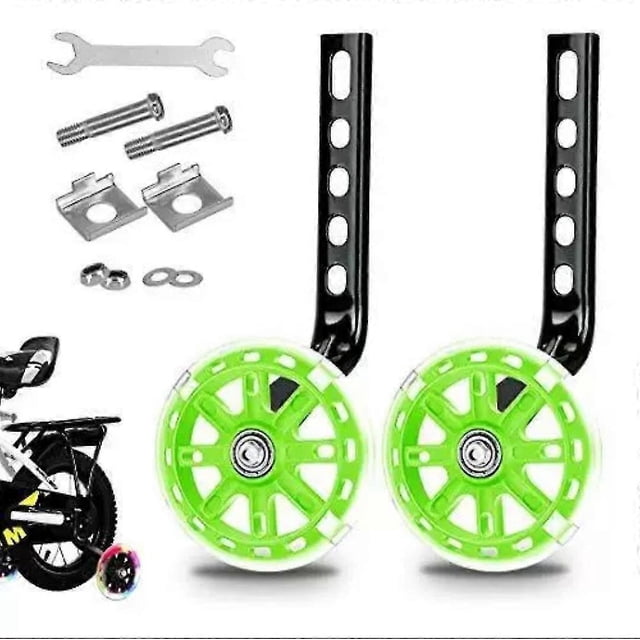 (Vert) Nouvelles Roues Stabilisatrices de Vélo pour Enfants 12-20 Pouces Pouces Flash wheel Tw