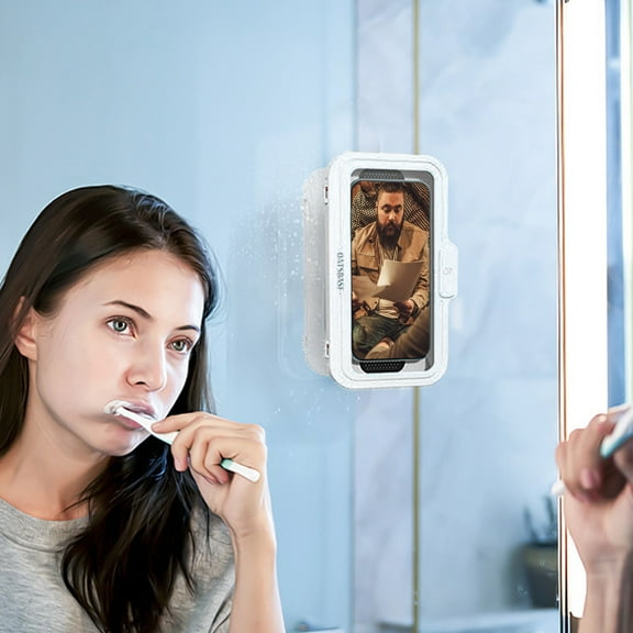 Latrodar Shower Phone For Bathroom Rotation Shower Phone Case Shower Phone Stand Wall Mount Eco-Friendly Material White 8x4.8 Inch Home Essentials