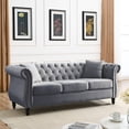 thumbnail image 6 of 2pcs 80" Inch Chesterfield Sofa Set, Velvet Couch with Deep-Button Tufting, Modern Classic Design Sofa Quilted Upholstery, Furniture for Living Room, Office, Salon, Lounge, Grey, 6 of 9