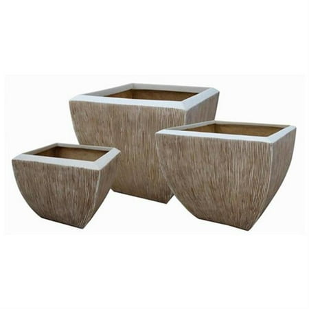 Screen Gems SGS-2002 Square Flower Pot  Ribbed Finish  Set of 3