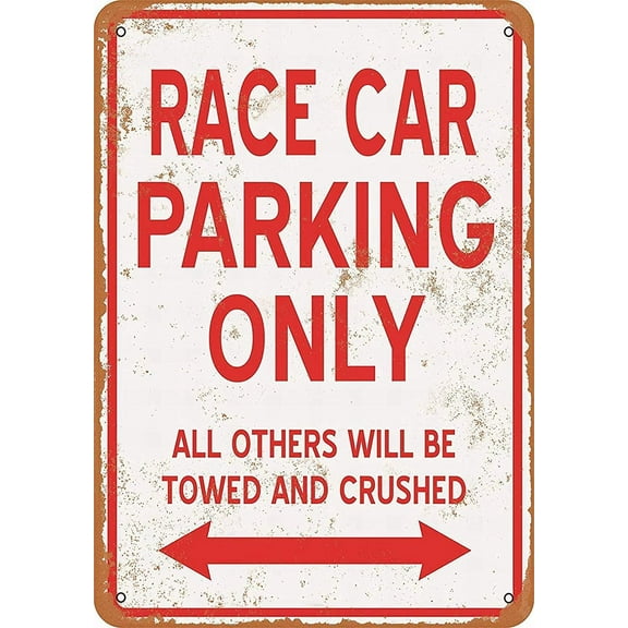 Retro Metal Sign 12 x 8 Inches - Race CAR Parking ONLY - Vintage Wall Decor Home Decor