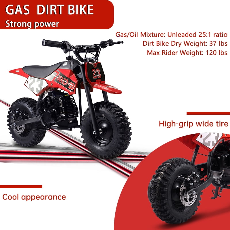 SAY YEAH Kids Mini Bike,Stable 50cc Dirt bike for Beginner,38*27*22in,Red