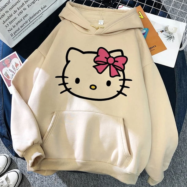 Sudadera con capucha de los años 90, sudadera gótica Y2k, sudadera con capucha de Hello Kitty, sudadera de anime japonés, sudadera de Sanrio, ropa, tops, sudadera, ropa de calle