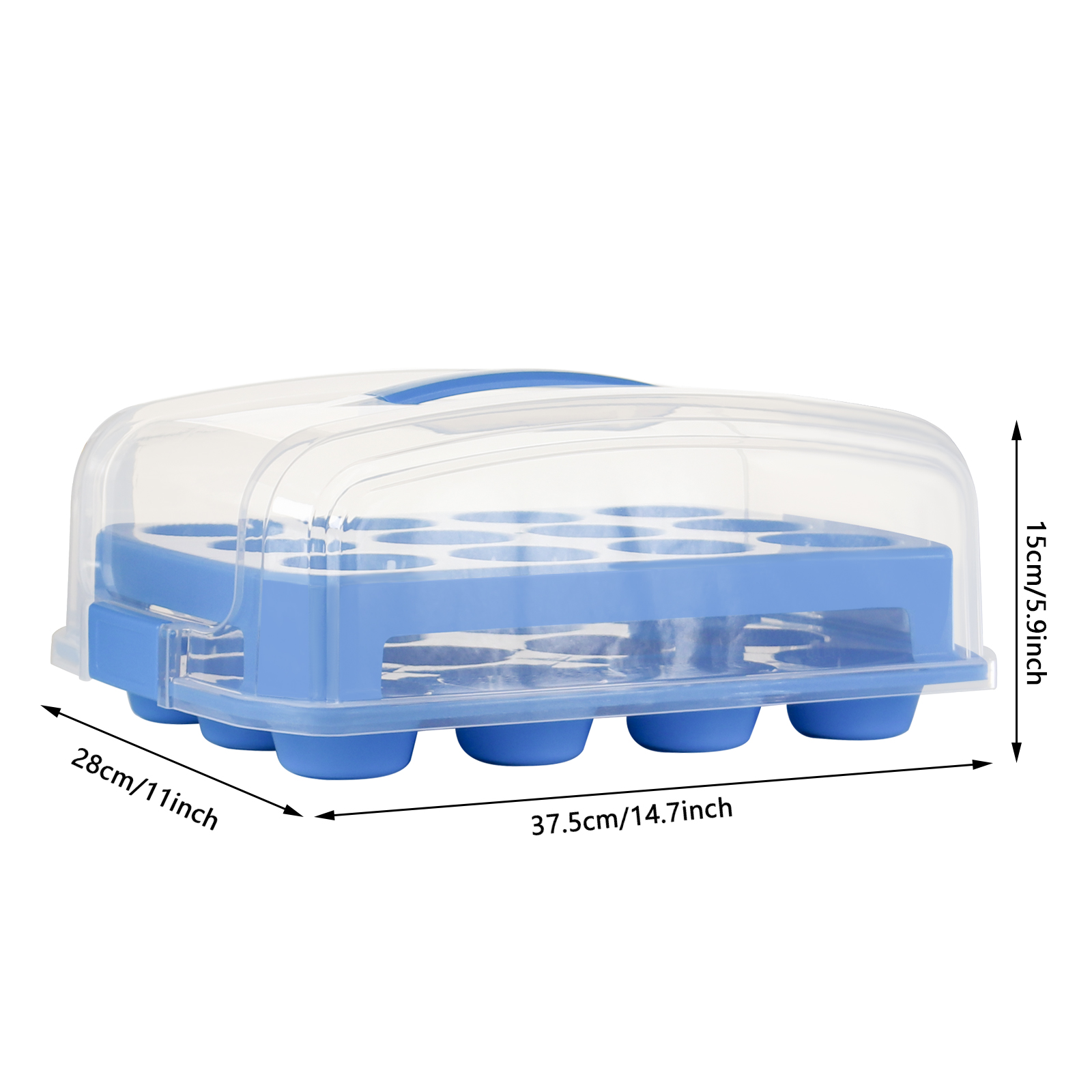 2-layer Portable Cupcake Carrier, Party Cupcake Holder Box with Collapsible Handles for Transports Cupake, Pies, Muffins, Cookies and Other Desserts