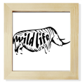 thumbnail image 1 of Black Animal Rhinoceros Outline Natural Square Picture Frame Wall Tabletop Display, 1 of 3
