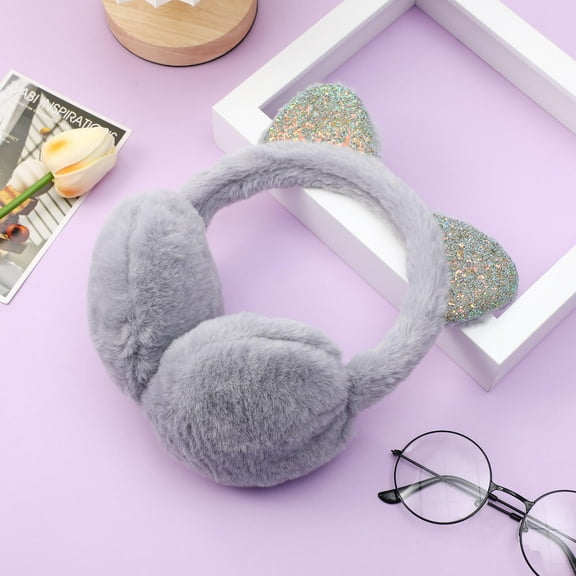 Niceauty Childrens Ear Muffs Earmuffs Plush Grey 1Pcs