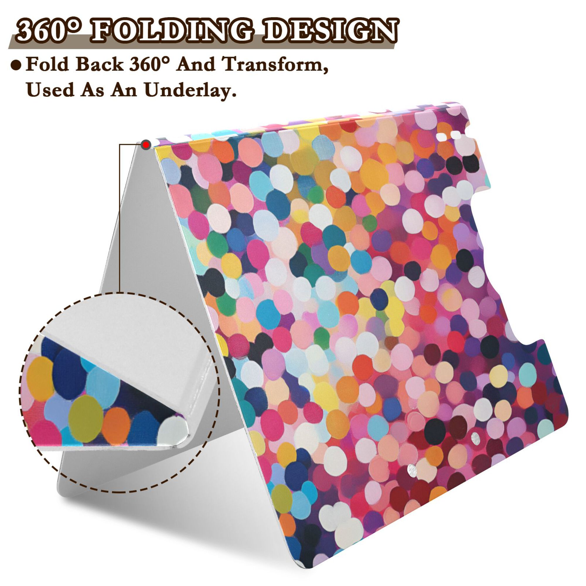 FORMRS A4 Clipboard Folder with Pen Holder Horizontal Foldable School Office Binder, Black Colorful Circles