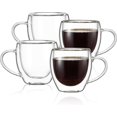 thumbnail image 1 of CNGLASS Tasses à Expresso 5oz (Ensemble de 4), Tasses à Café en Verre à Double Paroi Isolée avec Poignée, Verres à Shooter Expresso, Tasses à Café Expresso Transparentes, 1 of 7