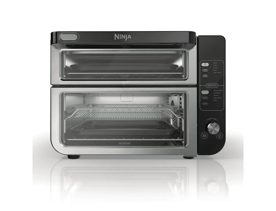 Restored Ninja 10-in-1 Air Fryer, Double Door Toaster Oven with FlexDoor, FlavorSeal & Smart Finish, Rapid Top Convection and Air Fry Bottom, Bake, Toast, Air Fry, Pizza and More, Stainless Steel, DCT400 (Refurbished)