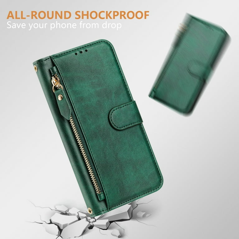 GOGME Fliphoes Voor Motorola Moto G35 – Van PU-leer En TPU, Schokbestendig, Met 2 Kaartvakken En Standfunctie, Groen