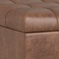 thumbnail image 6 of Simpli Home Mariah 34 inch Wide Contemporary Rectangle Coffee Table Storage Ottoman in Distressed Saddle Brown Vegan Faux Leather, 6 of 17