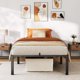 thumbnail image 1 of 14-pulgada metal tamaño individual size marco de cama, no box spring o screws needed, 800 lbs capacity, heavy duty, tool-free assembly con reinforced iron slats y legs, 1 of 7