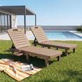 thumbnail image 6 of Poteban 2-Piece 5-Position Outdoor Lounge Chairs, All-Weather Resin Chaise Lounge Set with Cup Holder for Pool, Patio, Wood Tone, 6 of 8