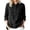 Black, variant on Women Shirts 100%Cotton Women Extra Long 3/4 Sleeve Top, Solid V Neck Double Pocket Loose Casual T-Shirt