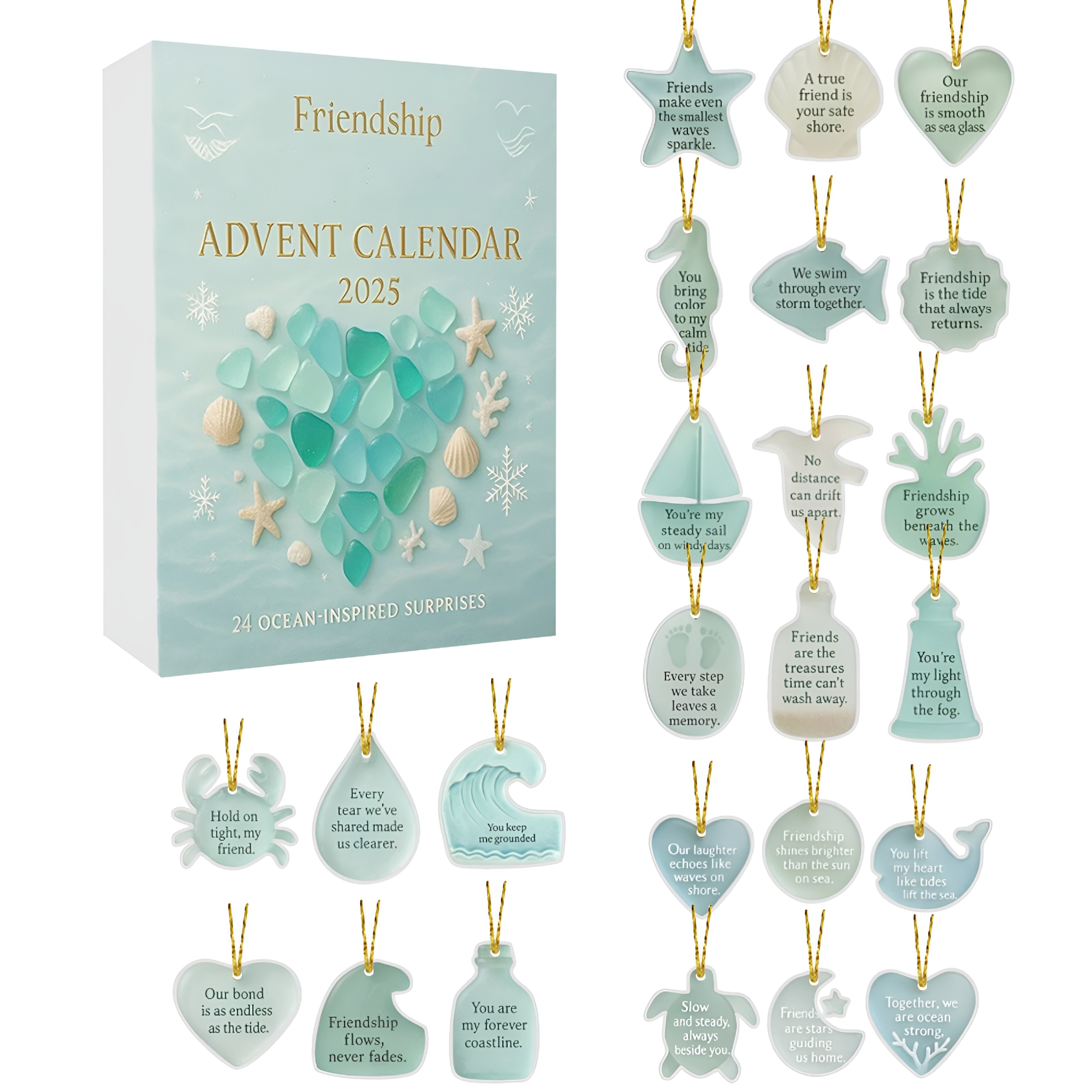 BESTSKY 2026 New Sea Glass Marine Life Advent Calendar 24 Days Ocean-Themed Christmas Countdown Calendar with 24 Adorable Realistic Ocean Animals Decoration for Ocean Lovers Kids&Collectors(2Set)