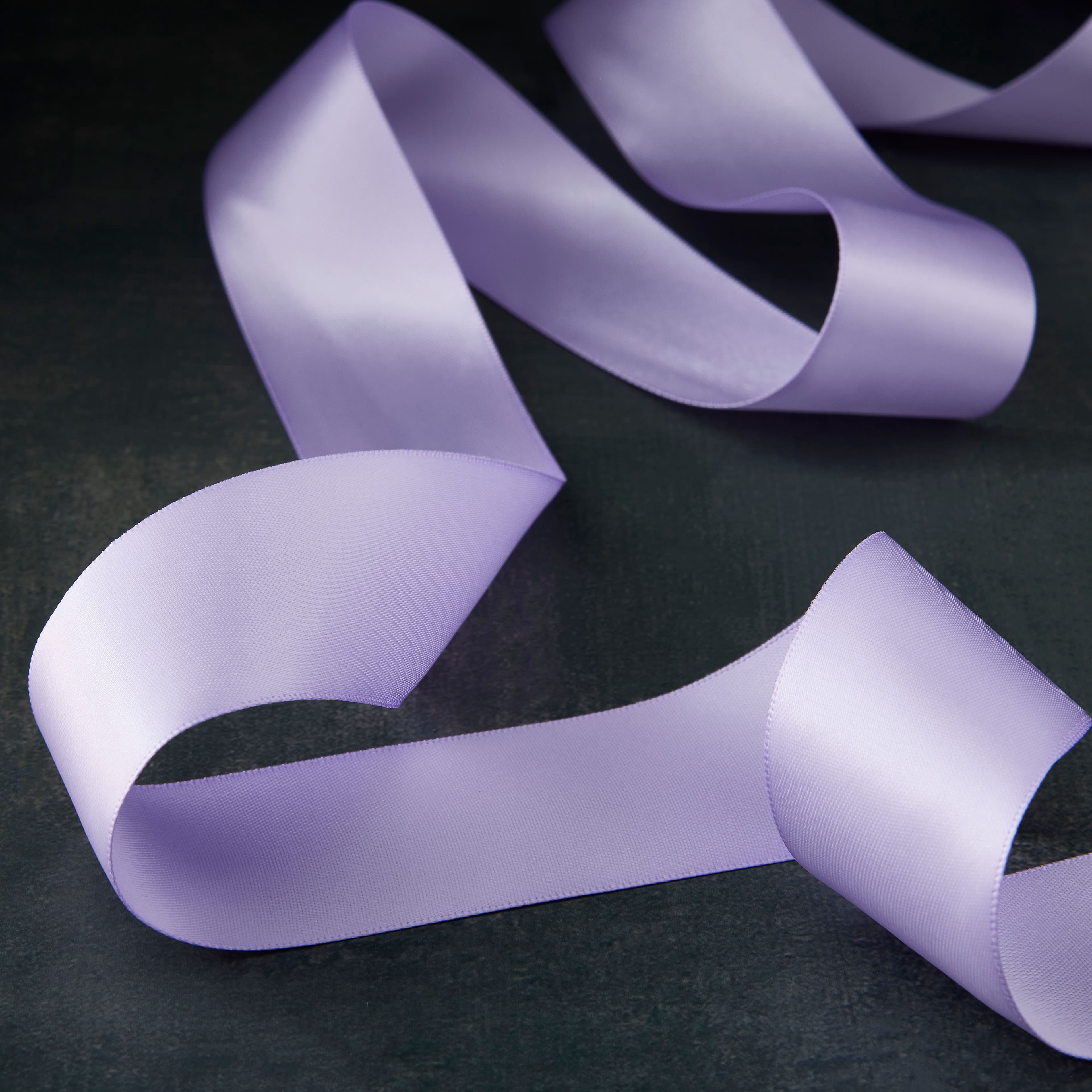 1.5" x 3yd. Lavender Satin Ribbon by Celebrate It â€“ Non-Wired Woven Selvage Edge - Ideal for Gift Wrapping - Crafts & Decor - 12 Pack