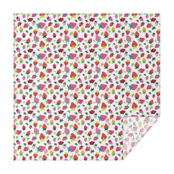 Red Strawberry Plants Leaf White Pattern Square Tablecloth,Waterproof Square Table Cover,Wipeable Spillproof Washable Table Cover for Home Kitchen Party Decor 42"X42"(107x107cm)