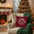 thumbnail image 6 of Luoshdecor Christmas Pillow Cover，Vintage Red White Plush Xmas Theme Decorative Throw Pillow Cases for Home and Living Room Winter Bed Decor 18x18 in, 6 of 6