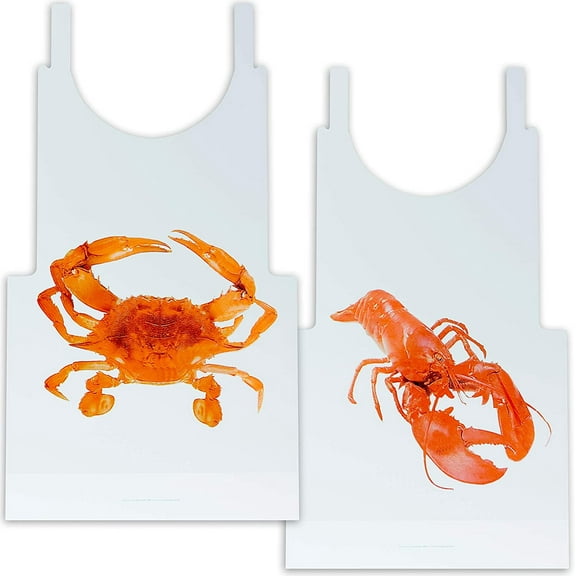 Avant Grub 20" XL White Disposable Lobster & Crab Plastic Bibs for Seafood Boil, 50 Pack