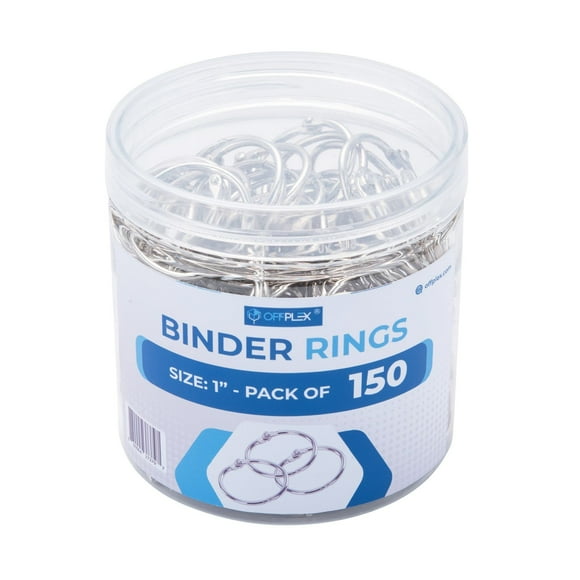 OFFPLEX Loose Leaf Binder Rings 1 Inch (150 Pack) - Sturdy Book Rings, Index Card Rings, Key Rings, Flashcard Rings, Notebook Paper Rings, Metal Rings for Office, School or Home