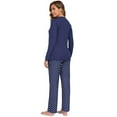 thumbnail image 5 of BEOEOSY Women's Pajama Set Long Sleeve Cat Print Tops and Polka Dot Pants Pjs Sets Navy Blue Medium, 5 of 6