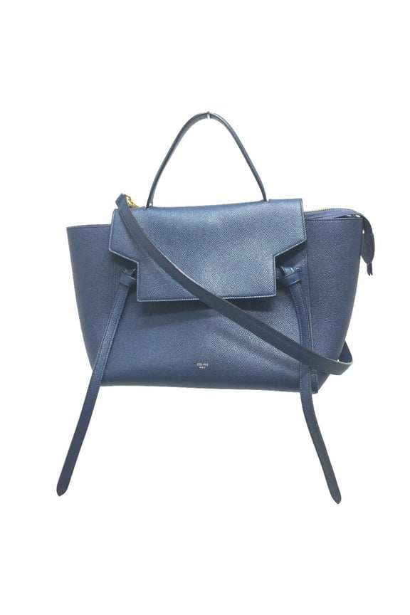 Pre-Owned CELINE 176103ZVA.07DS flap Bag Semi Shoulder Bag Hand Bag Deep sea blue Navy (Good)