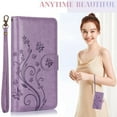 thumbnail image 2 of Dteck for Samsung Galaxy S23 FE Wallet Case, Embossed Butterfly PU Leather Phone Case Women Men Flip Cover Wrist Strap Zipper Credit Card Holder Slots for Samsung Galaxy S23 FE,Purple, 2 of 7