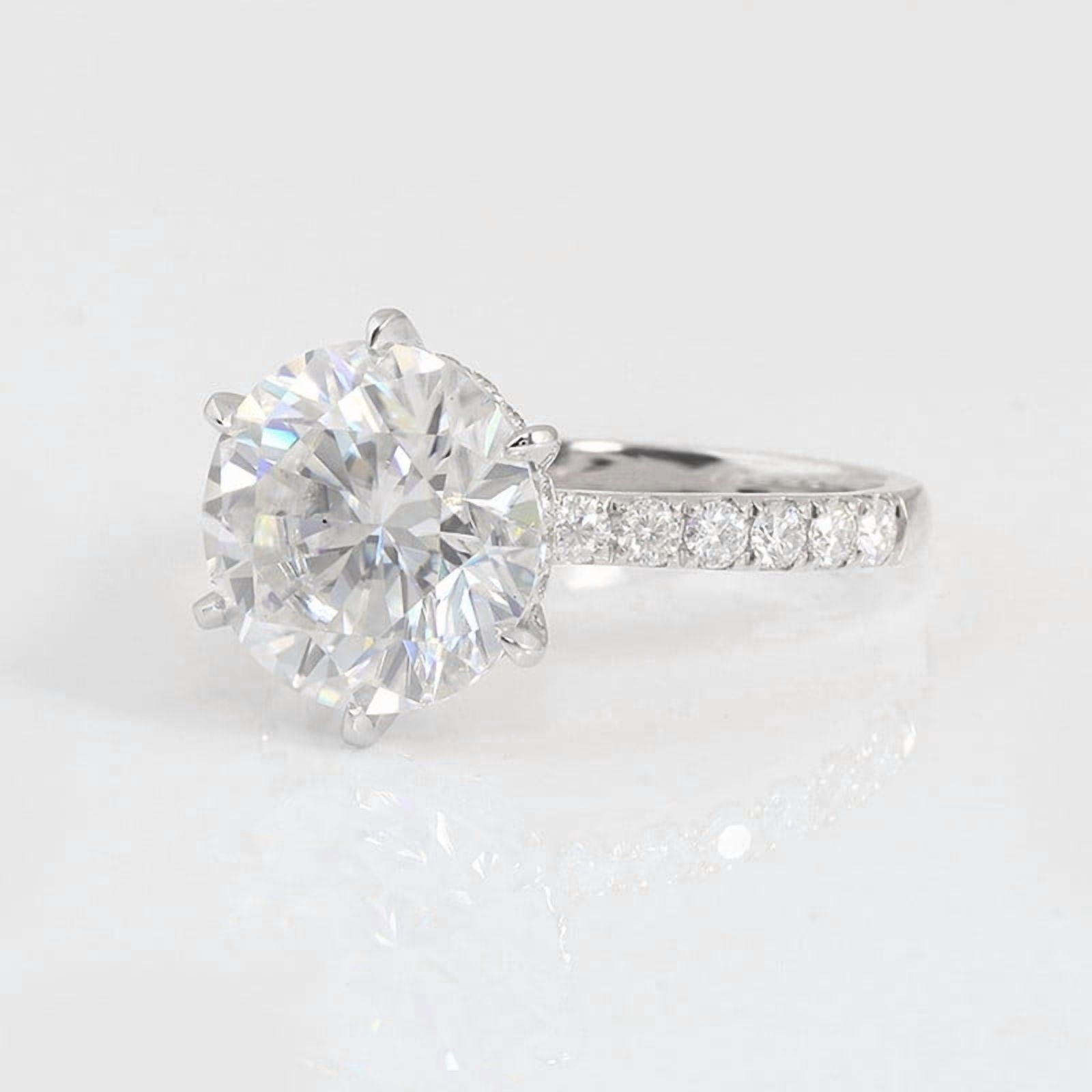 solitaire jewels 3CT Round Moissanite Hidden Halo Engagement Ring For Women, 10K White Gold
