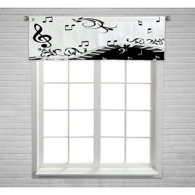 ABPHQTO Notas Musicales Ventana Cortina Valance Rod Pocke 45x130 cm