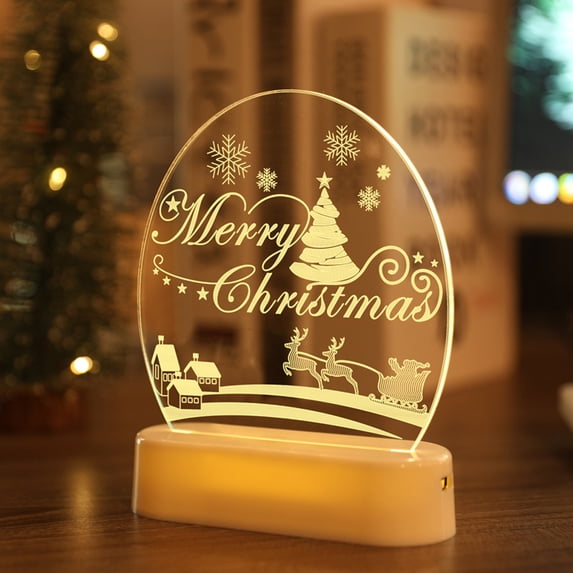 3d Led Christmas Lamp SantaSnowman Bells Ornament Night Lights Christmas Holiday Gifts For Home Decor