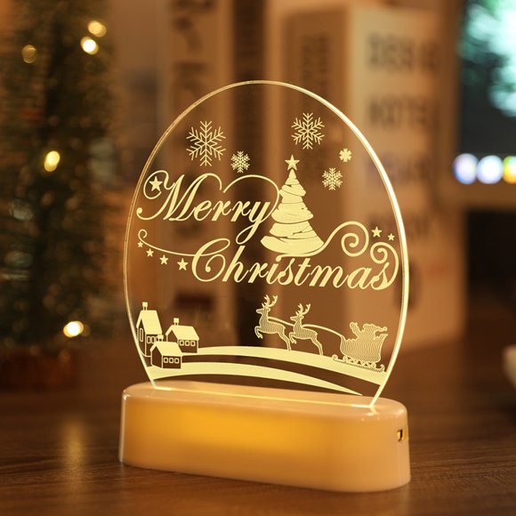 Lampe de Noël Led 3d Père Noël Bonhomme de Neige Cloches Ornement Veilleuses Cadeaux de Noël pour la Déco de la Maison