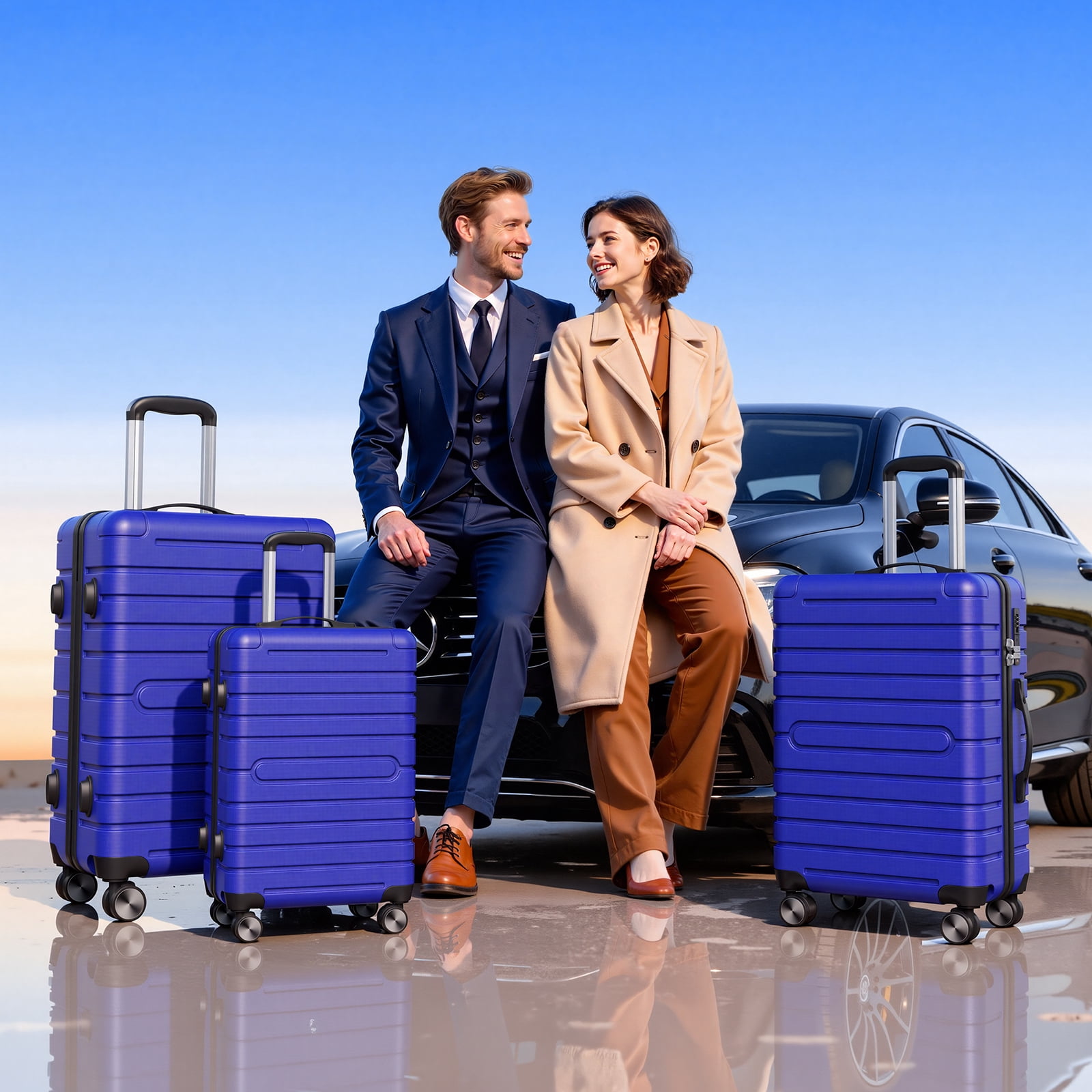 Vebreda 3 Piece Hardside Luggage Set with TSA Lock, 360° Spinner Wheels, Durable Lightweight Shell, Checked Suitcases (20”/24”/28”)