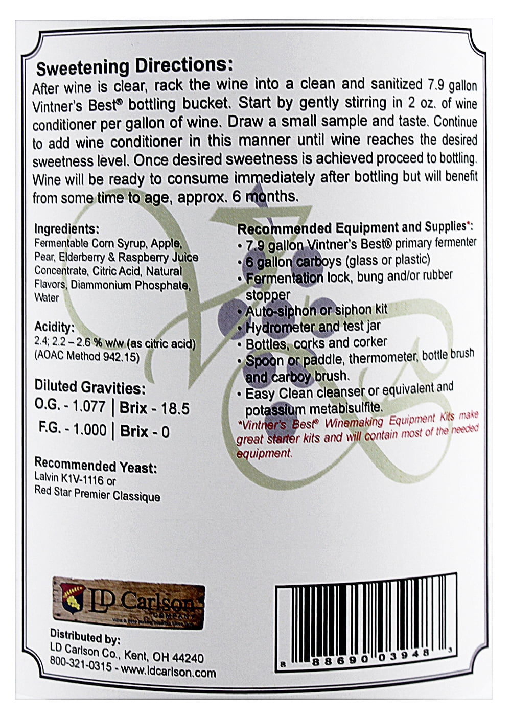 LD Carlson Vintner's Best Black Raspberry Fruit Wine Base