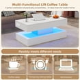 thumbnail image 4 of Morufur Lift Up Coffee Table with Hidden Storage, Modern Rectangle Coffee Tables with LED Lights for Living Room, White, 4 of 9