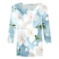 thumbnail image 5 of YOTAMI 3/4 Sleeve Shirts Women Plus Size Crew Neck Floral Print Loose Fit Tops for Work Comfy Tees Blouses Multicolor, 5XL, 5 of 5