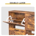thumbnail image 2 of Rotten Wood Shoe Cabinet with Barn Door Design, 4 Flip-Down Compartments & Solid Wood Legs, Space-Saving Storage Organizer for Entryway, Hallway, 2 of 10